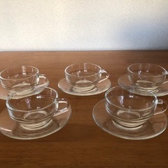 新品　ADERIA GLASS  昭和レトロ　カップ&ソーサー　