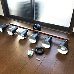 【ネット決済】美品 シーリングライト 6灯 木製 スポットライト...