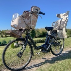 電動アシスト自転車,前後キッズ用カゴ付き3段ギア 17インチ ,整備済,
