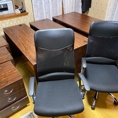 事務所机、椅子、引き出しセット3個セット×3