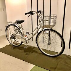 chacle 自転車 ノーパンクタイヤ 27インチ LEDオートライト 6段変速 シルバー