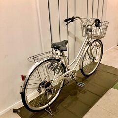 chacle 自転車 ノーパンクタイヤ 27インチ LEDオートライト 6段変速 シルバー