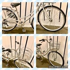 chacle 自転車 ノーパンクタイヤ 27インチ LEDオートライト 6段変速 シルバー