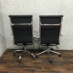 🔷🔶🔷WY7/35 オフィスチェア デスクチェア 2脚セット 事務椅子 イス 昇降 キャスター付き ブラック 肘有 ★直接引き取り歓迎◆🔷🔶🔷