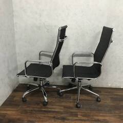 🔷🔶🔷WY7/35 オフィスチェア デスクチェア 2脚セット 事務椅子 イス 昇降 キャスター付き ブラック 肘有 ★直接引き取り歓迎◆🔷🔶🔷