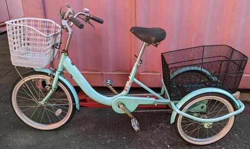 自転車　三輪車　緑　買い物にも安心前タイヤ20インチタイヤ16インチ引き取り限定 自転車 三輪車 緑 買い物にも安心前タイヤ20インチタイヤ16インチ