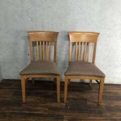 🔷🔶🔷WY7/43 ダイニングチェア 2脚セット 食卓椅子 イス 木製家具 布張り 高級 洋風 北欧 アンティーク ★直接引き取り歓迎〇🔷🔶🔷