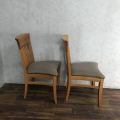 🔷🔶🔷WY7/43 ダイニングチェア 2脚セット 食卓椅子 イス 木製家具 布張り 高級 洋風 北欧 アンティーク ★直接引き取り歓迎〇🔷🔶🔷