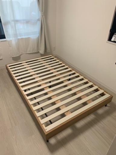 LOWYA セミダブル ベッドフレーム すのこベッド 木製ベッド スチール脚