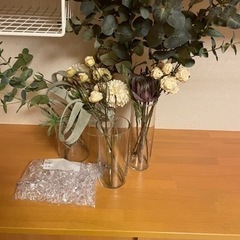 造花　花びん3個　透明ストーン