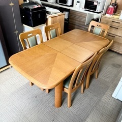 【超美品‼️】総額58万♪ 超高級 マルニ木工 伸長式5人掛けダイニングテーブルセット 4人掛け〜6人掛け 木製ブラウン♪