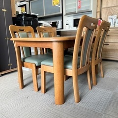 【超美品‼️】総額58万♪ 超高級 マルニ木工 伸長式5人掛けダイニングテーブルセット 4人掛け〜6人掛け 木製ブラウン♪