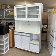 美品‼️】山清工業 117cm幅キッチンボード 食器棚 収納家具 艶あり  