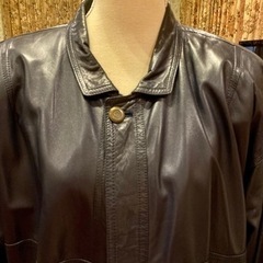 超美品☆伊製　ラムスキンレザー　ハイクオリティ　ジャケット　濃紺　　L〜XL
