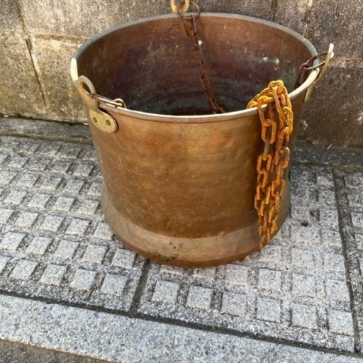 純銅製 インテリア雑貨 水瓶 植木鉢などに 約幅26.5×高さ25cm 銅部分約 