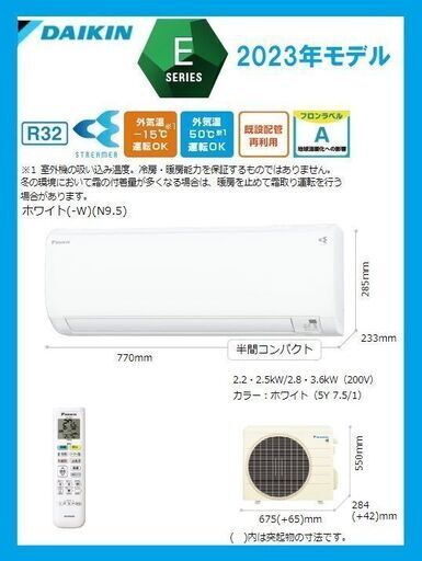 ダイキンの新品未開封・6畳用エアコン・S223ATESを39800円の破格値で提供いたします（工事費は別途必要です）