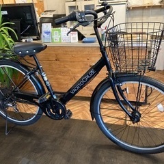 マウンテンタイヤ！】LEDオートライト 6段変速 26インチ自転車 マット