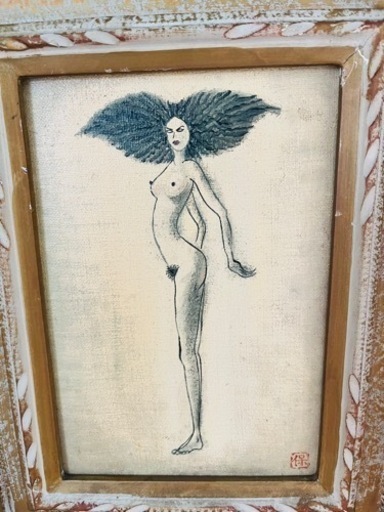 絵画　　裸体画　2枚セット　保　アンティーク　木彫り　現代美術