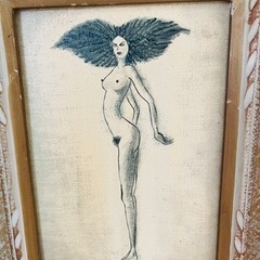絵画　　裸体画　2枚セット　保　アンティーク　木彫り　現代美術