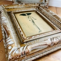 絵画　　裸体画　2枚セット　保　アンティーク　木彫り　現代美術