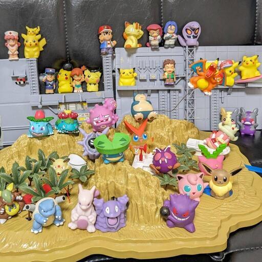 初期　その他色々のポケモンキッズ ソフビ 指人形 ポケットモンスター37体＋ジオラマ