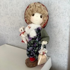 米山京子風　ハンドメイド　ドール　人形　ニャンコと一緒に楽しいお出かけ