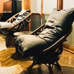 籐の椅子2つセット