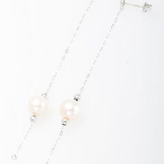 K18WG アコヤ真珠 ロングピアス 品番p22-53