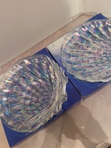 【展示品】2枚セットHASEGAWAグラス ヴィーナス 特大皿 パールラスター
