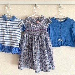 3歳　女の子服　青色系3点セット