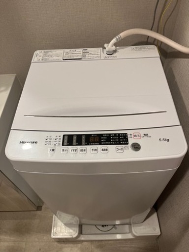 ハイセンス 全自動 洗濯機 5.5kg ホワイト HW-K55E 最短10分洗濯 真下