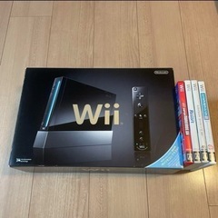 【値下げしました】NINTENDO Wii（ブラック）ソフト4本付き