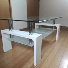 ガラステーブル　白　横100×縦60×高さ45