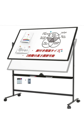 ホワイトボード1800×900 ブラックホワイト 360°回転 両面