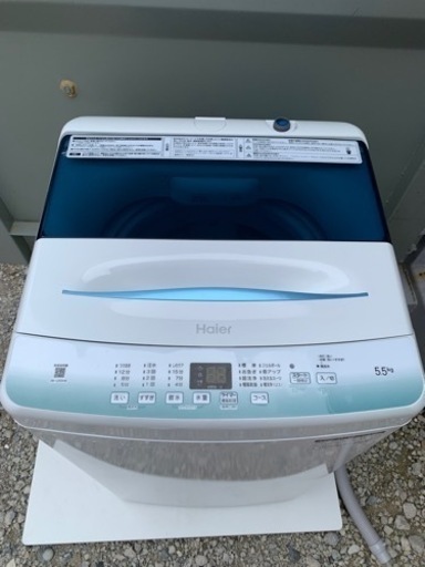 【美品】全自動洗濯機 2021年製 Haier JW-U55HK 5.5kg 小型 単身用 1人暮らし 高年式 シンプル 洗濯機 生活家電 風呂水ポンプ