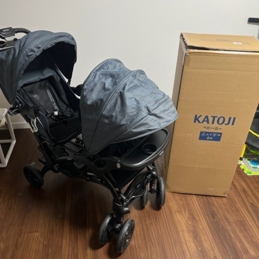 KATOJI 二人でゴ→DX ベビーカー 二人でゴーDX（デニム）レインカバー