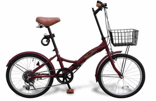 一回だけ使用 軽量折りたたみ自転車 折り畳み自転車 20インチ シマノ6段変速 カゴ付 中央区か豊島区近辺で直接引き取りの場合送料無料