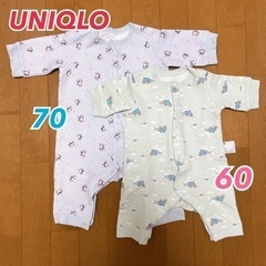 UNIQLOユニクロ キルト生地 長袖ロンパース 60 70