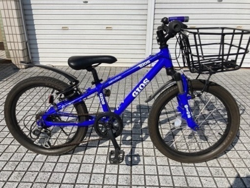 【20インチ子供車】美品❗️GIOS製マウンテンバイク　6段変速　前サスペンション、泥除け、前かご付　若林自転車　唐崎店　SALE中❗️