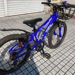 【20インチ子供車】美品❗️GIOS製マウンテンバイク　6段変速　前サスペンション、泥除け、前かご付　若林自転車　唐崎店　SALE中❗️