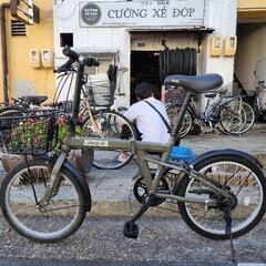 ?? JEEP 折りたたみ自転車 20インチ 6変速 美品 カゴ 付き 緑 