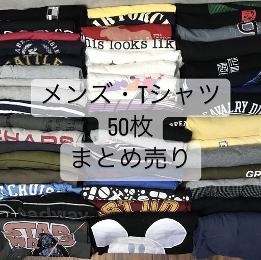 WM1/40 メンズ Tシャツ 50枚 セット まとめ 半袖 カットソー プリント 無地 MIX 古着 卸売り 大量 ミックス リメイク 素材 アソート〇