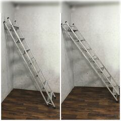 🔷🔶🔷WY7/66 仮設階段 アルミ 7段 W60×D16×H240cm ハシゴ 梯子 脚立 現場 リフォーム 倉庫 ★直接引き取り限定🔷🔶🔷