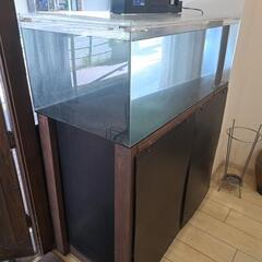 【購入済み】1200中古アクリルオーバーフロー水槽セット１面ブラック(底)