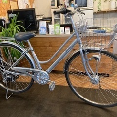 ノーパンクタイヤ！LEDオートライト】6段変速 27インチ自転車 シルバー