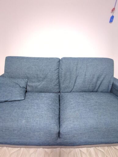 春日市?ニトリ?3人掛けソファ?定価¥39,990?オットマン付き?ターコイズ