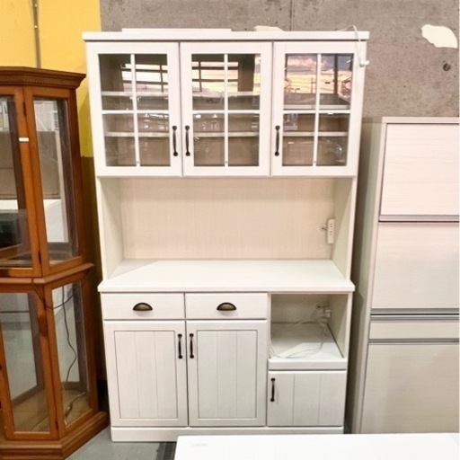 ニトリ キッチンボード ミランダ 120 食器棚 ホワイト系 120×46×195cm