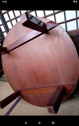 欅製丸いちゃぶ台　径約７５cm　高さ約１３cm　昭和２５年製　しっかりした頑丈な造り