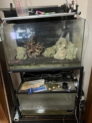 【最終値下げ】60センチ水槽2個 水槽台 LEDライト 上部フィルタ次