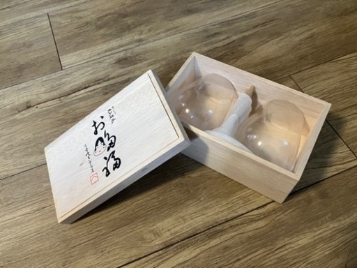 【未使用品】お多福ペア グラス ワイングラス 薄吹き